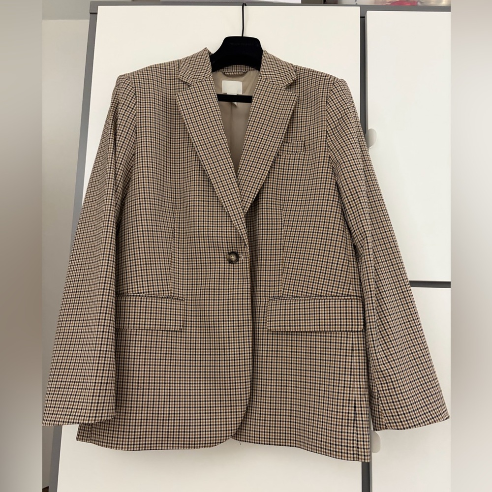 H&M Women’s Houndstooth Single-Button Blazer - Brown/Black